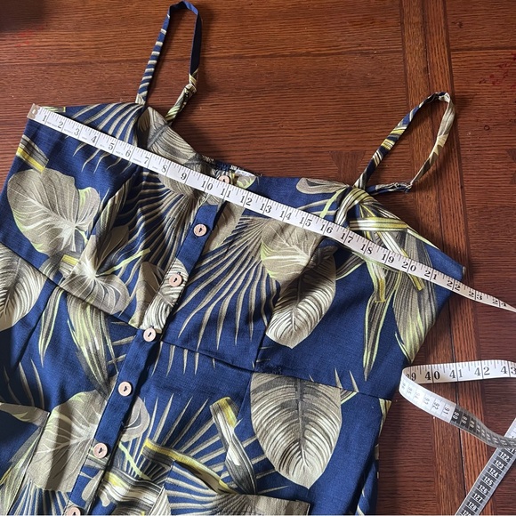 Naif Tropical Palm Leaf Sundress Button Front Pockets Women Plus Size 2X Dress - Picture 10 of 13